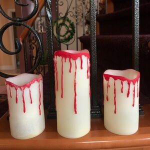 Blood Dripping Wax Pillar LED Flickering Flame Candles